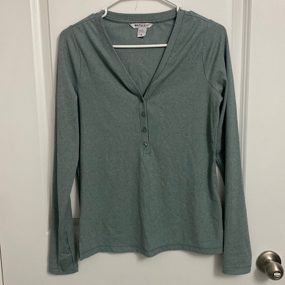 ATHLETA Green Gray long Sleeve Top M
